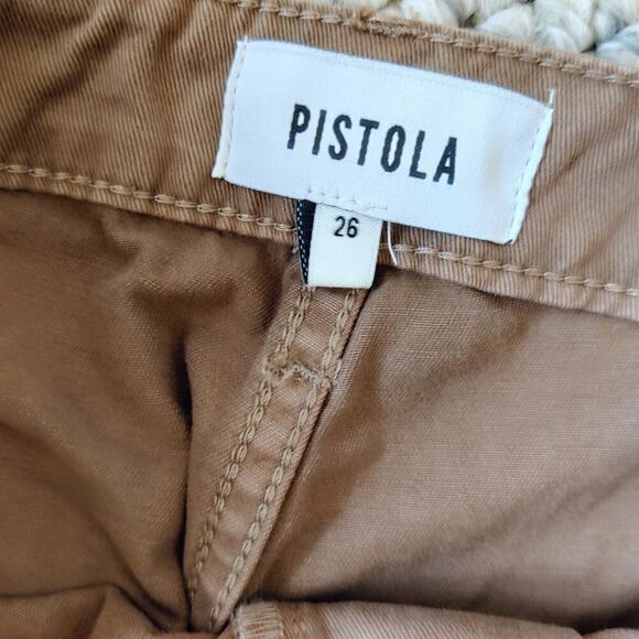 Pistola Tammy High Waist Utility Pants Exposed Button Fly Sz 26 in Oak Cropped - Picture 7 of 8